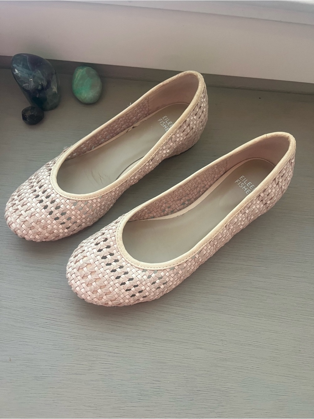 Blush Pink Woven Ballet Flats